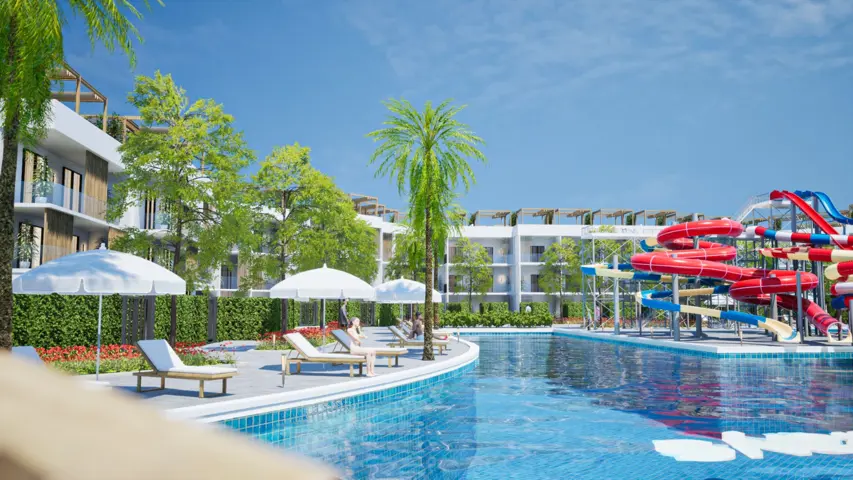 001 Ground building 8 side pool + 50 m2 private garden